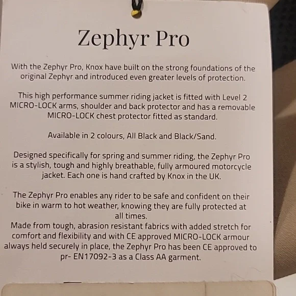 Knox Zephyr Pro Motorcycle Armored Protective Lightweight Jacket XXL - Picture 12 of 16